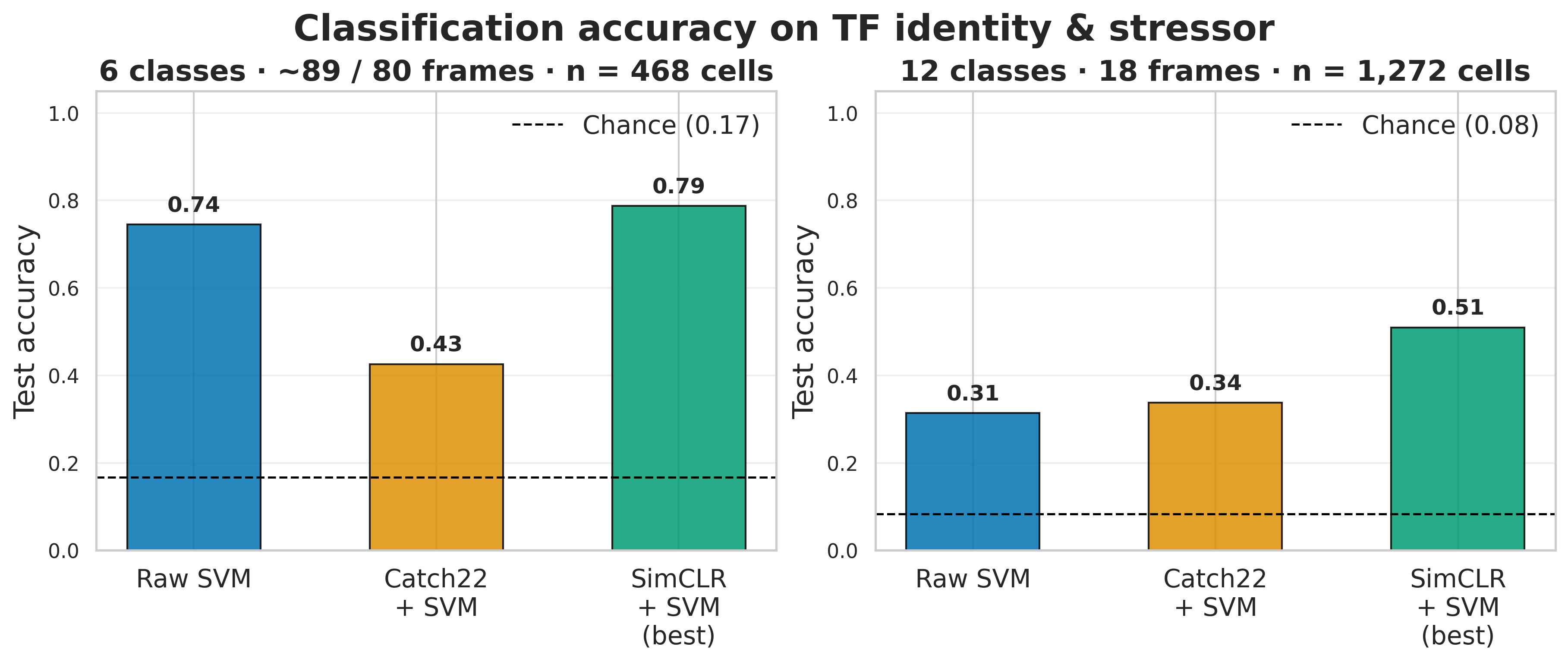 Model accuracy comparison for synthetic and experimental time-series classifiers